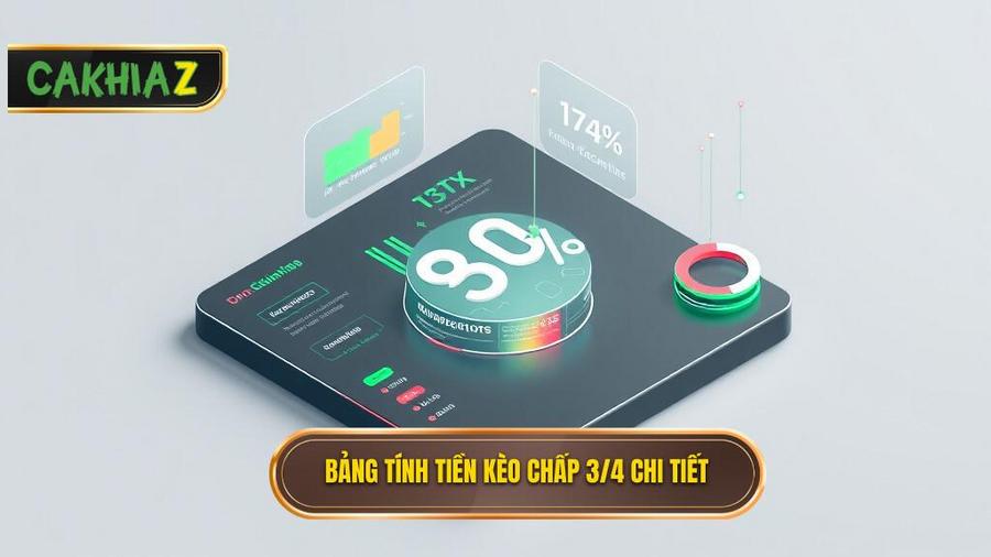 Bảng mô phỏng tính tiền Kèo chấp 3/4 (0.75)